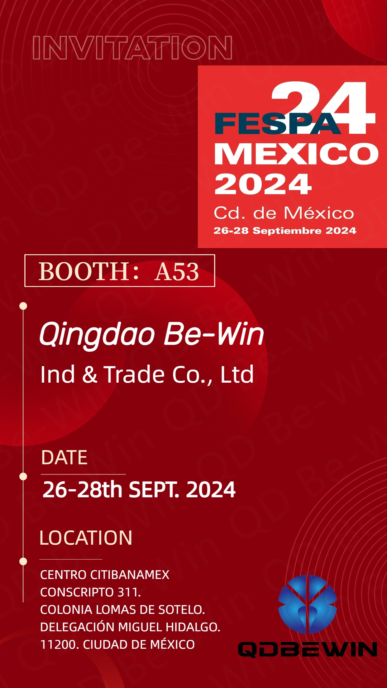 Qingdao Be-Win Ind & Trade Co., Ltd ad Tabs acrylicas schetas, PVC Tabulas Spumas, et Aluminium Tabulata composita in FESPA 2024 Mexico